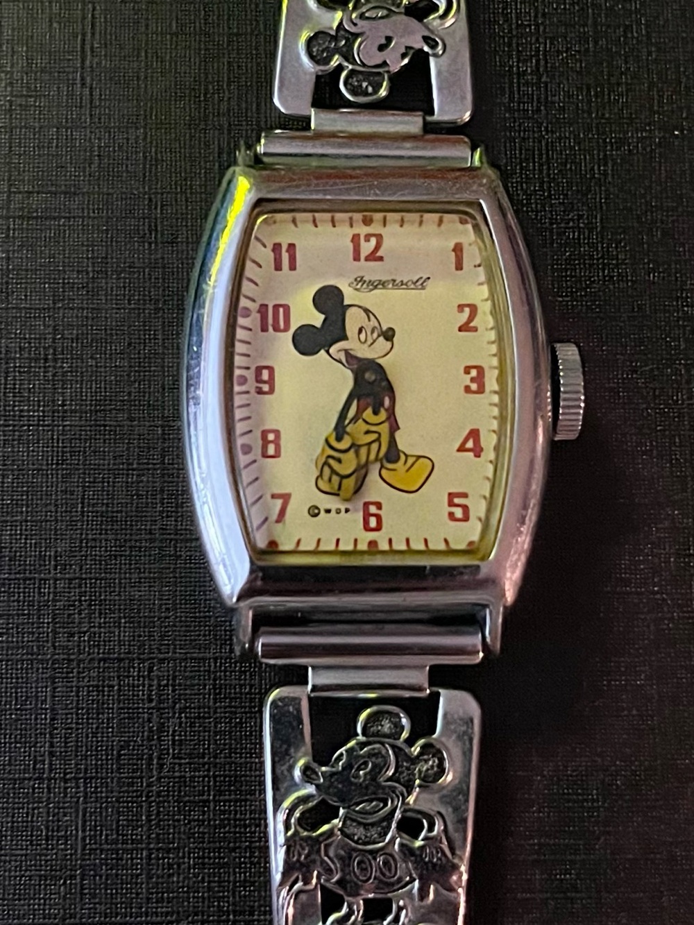 Vintage 1930s Ingersoll Mickey Mouse Watch WDP Tonneau Rare Original Link Band